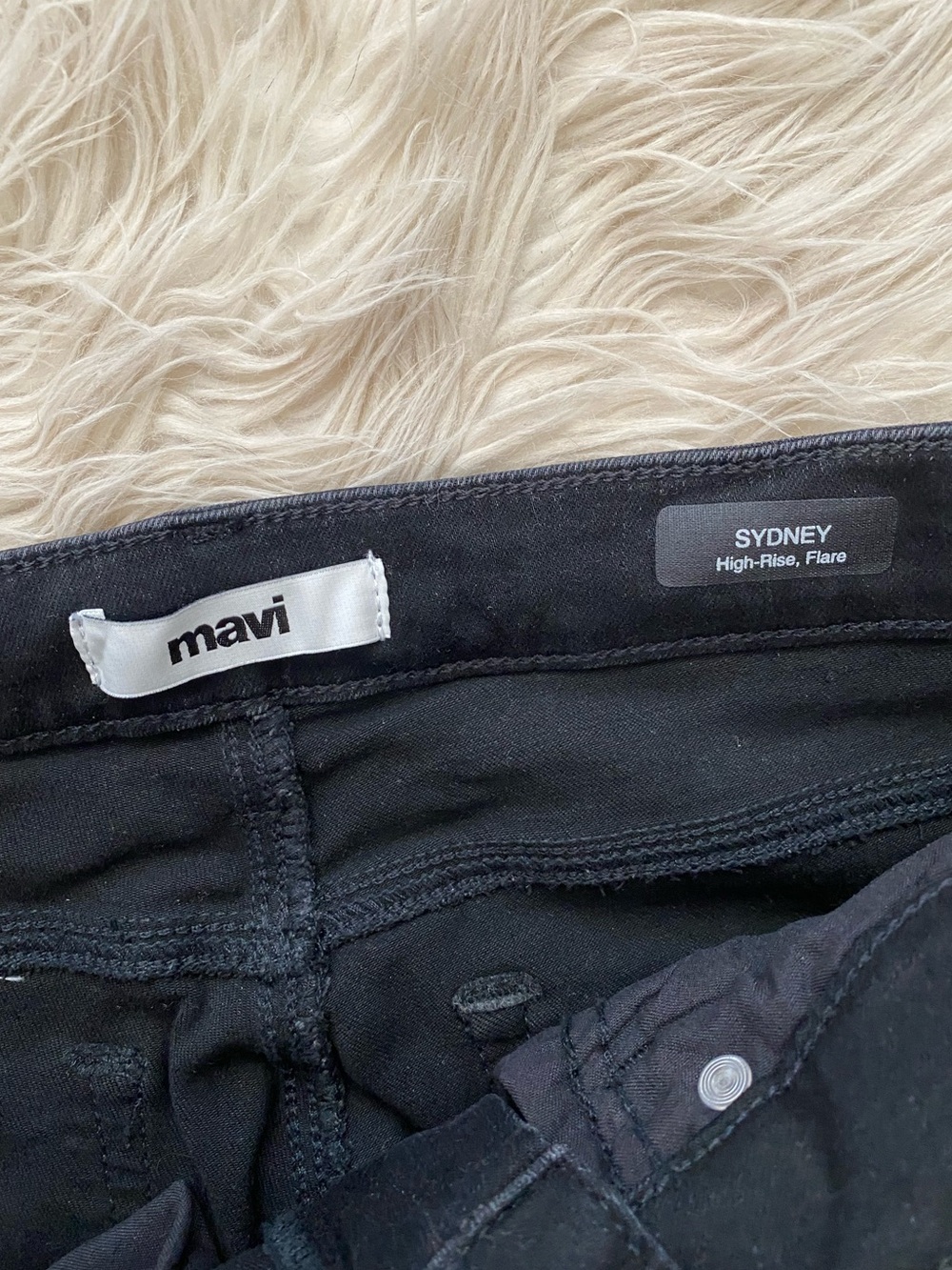 Mavi Sydney Wide Leg Flare Jeans High Rise Black Smoked Brushed Feather Blue 25 - Picture 9 of 12
